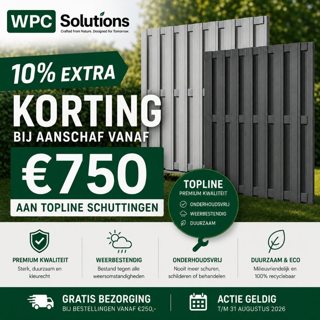 10% korting bij aanschaf vanaf €750 aan topline schuttingen!, Kunststof, 1 tot 2 meter, Minder dan 3 meter, Nieuw