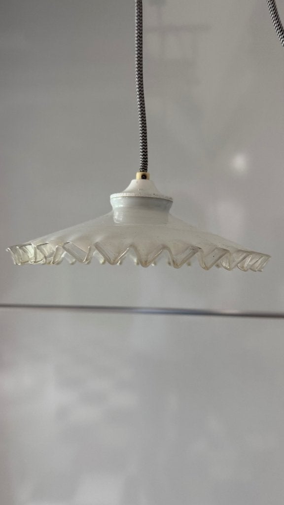 vintage brocante glazen hanglamp, Ophalen of Verzenden, Glas, Vintage, retro, brocante