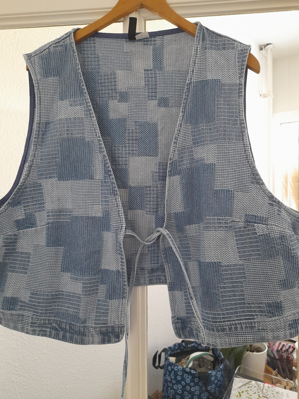 H&M Gilet XL - Blauw/Wit Patchwork Design, H&M, Blauw, Maat 46/48 (XL) of groter, Ophalen of Verzenden