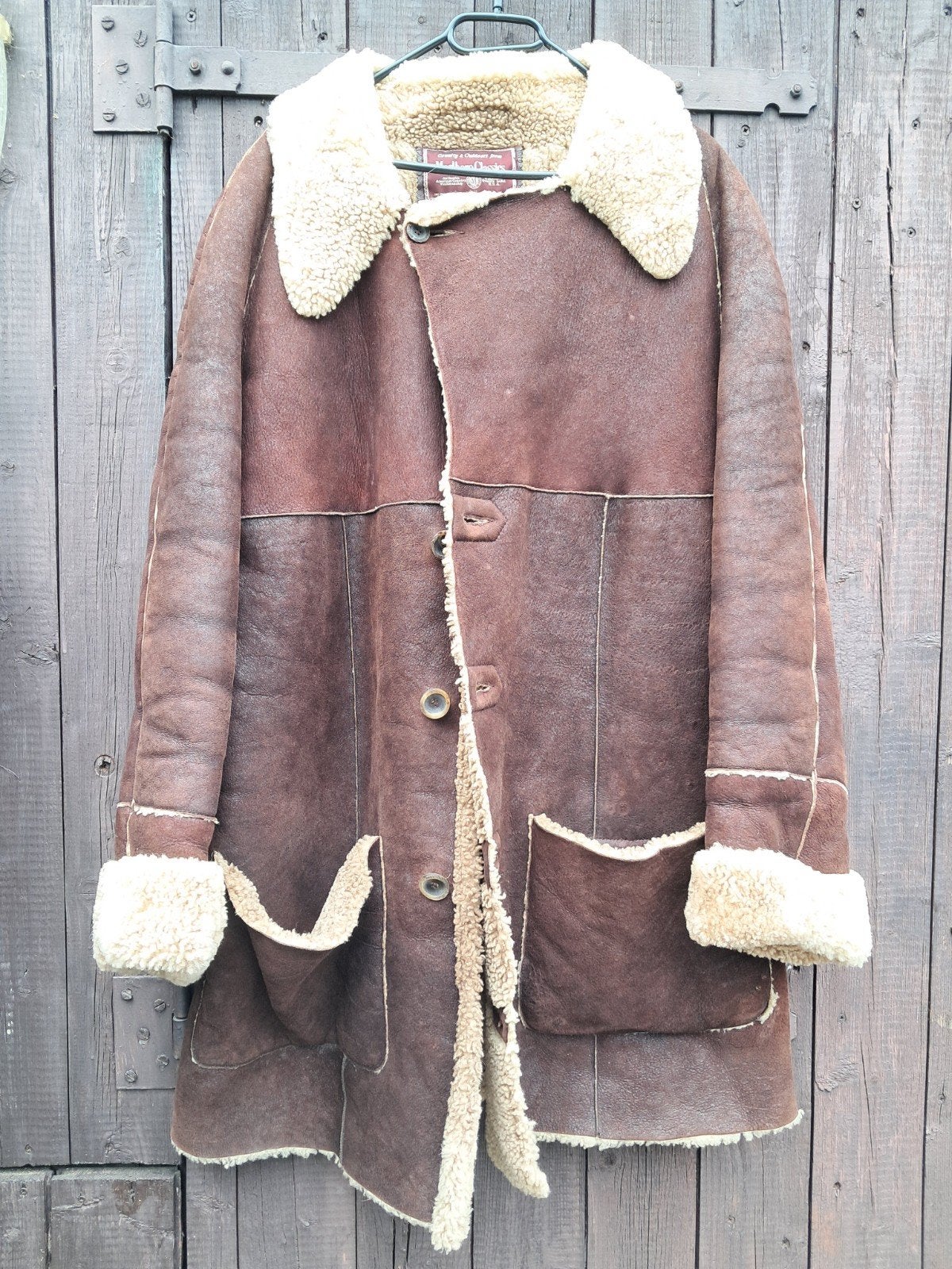 Zeldzame Vintage Marlboro Classics Shearling jas - Maat L, Maat 52/54 (L), Marlboro classics mcs, Bruin, .