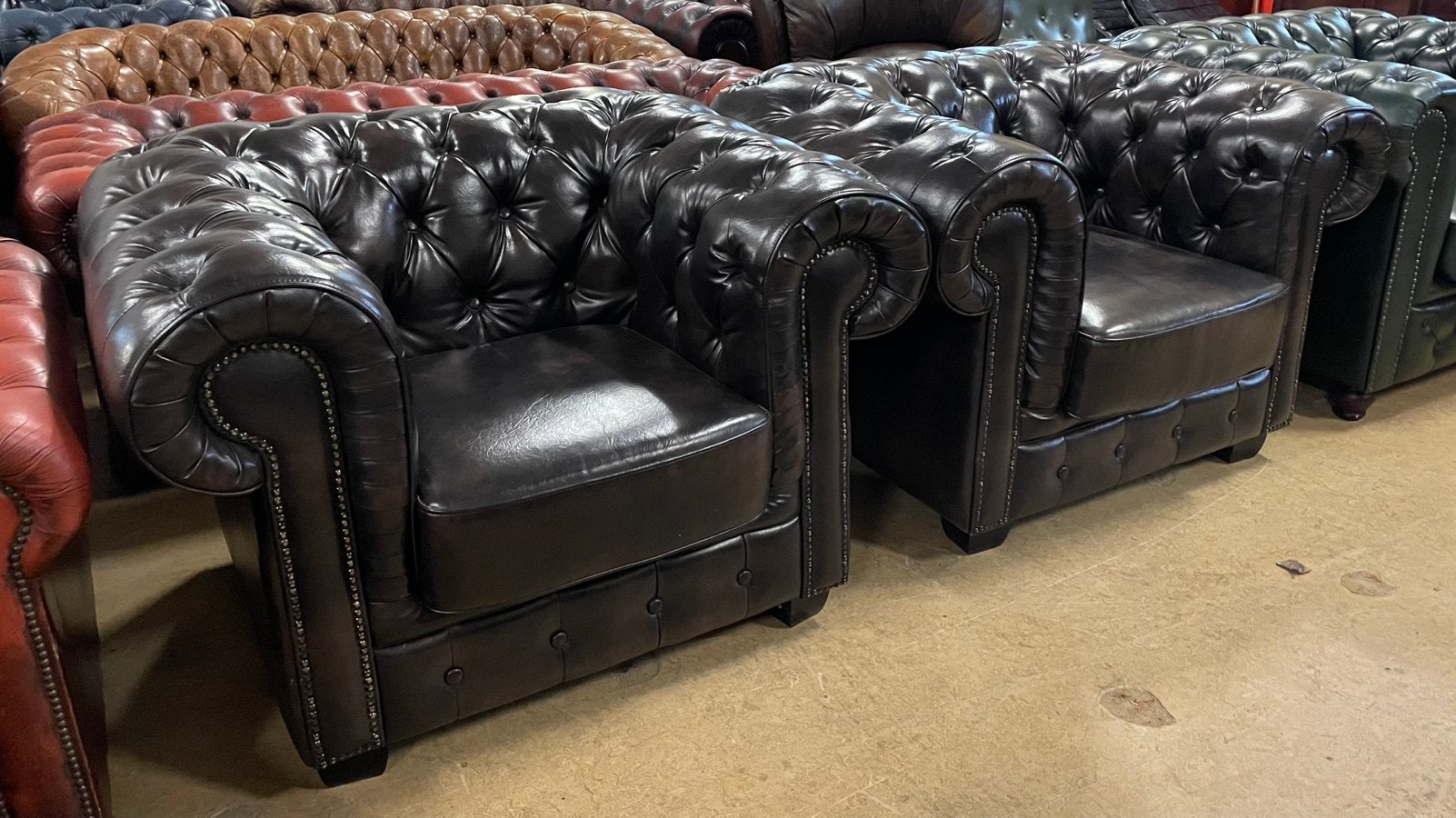 Prachtige Chesterfield Fauteuils Bruin., Huis en Inrichting, Overige materialen, Chesterfield, 75 tot 100 cm, Ophalen of Verzenden