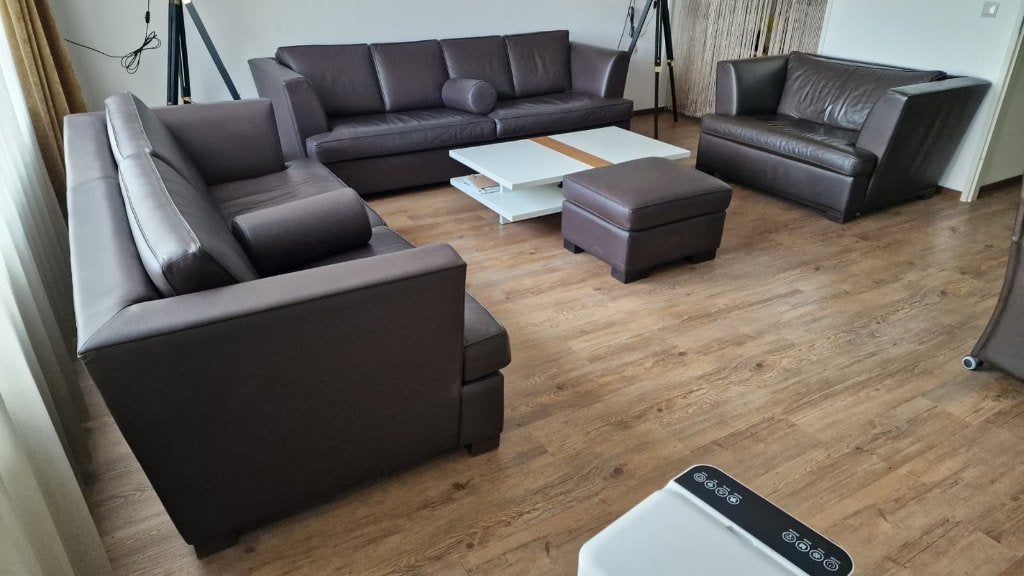 Rolf Benz Designset: 3 Lederen Banken, 2 Tafels & 6 Stoelen, Ophalen, Gebruikt, 6 tot 8 stoelen