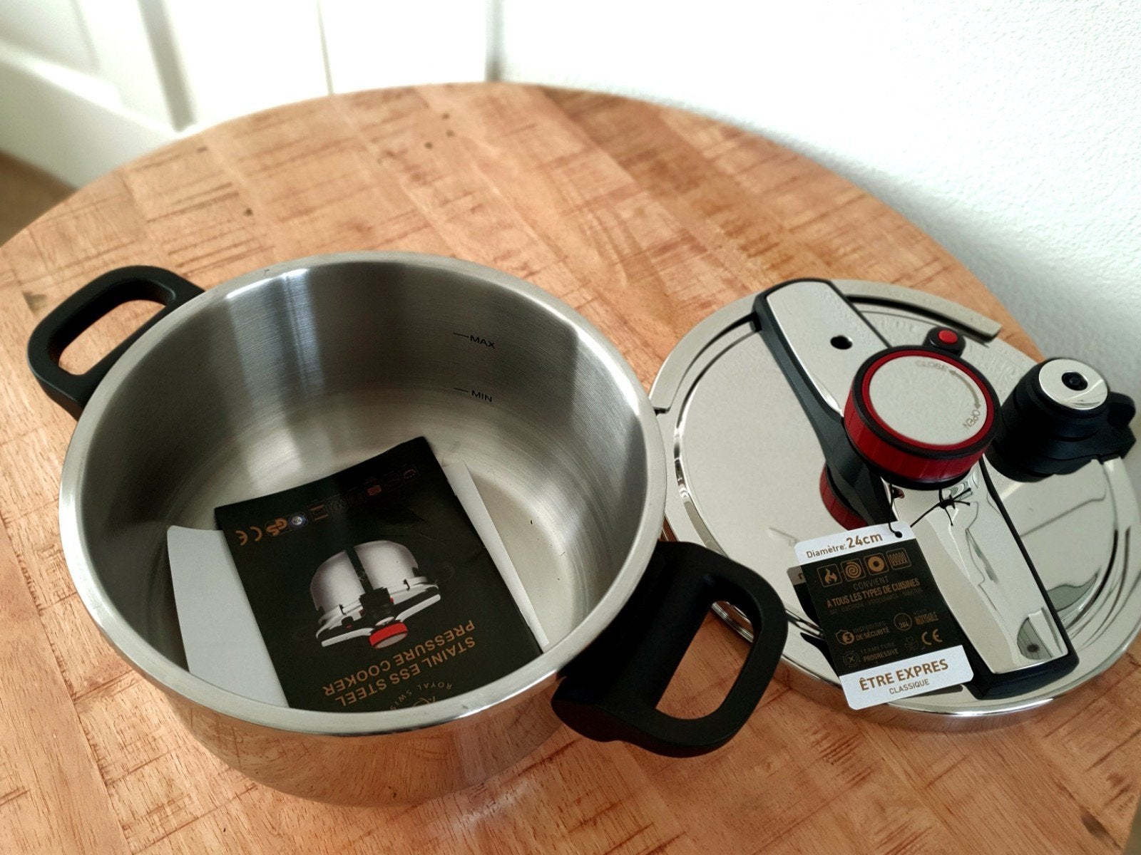 Snelkookpan 6L Drukpan voor Inductie & Gas – RVS –  Ø24 cm, Nieuw, Royal Swiss, Ophalen of Verzenden, Rvs