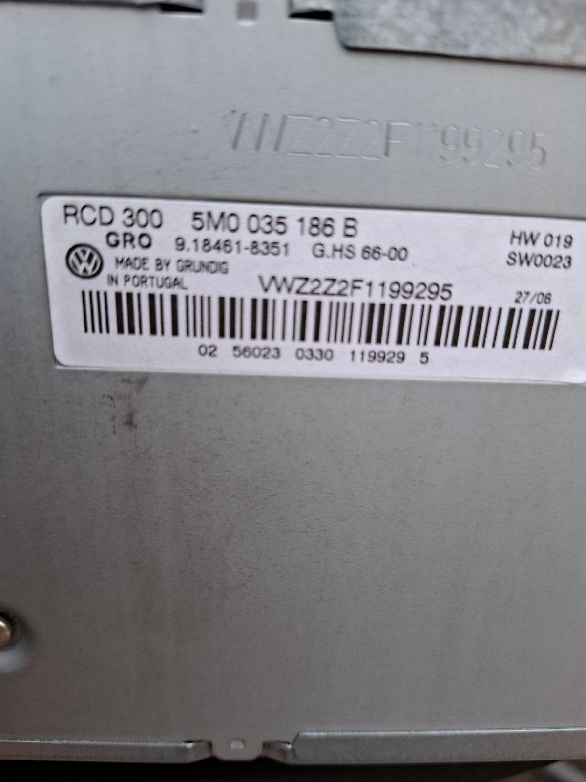 Volkswagen RCD 300 Autoradio - Origineel Grundig, Auto diversen, Autoradio's, Ophalen of Verzenden, Gebruikt