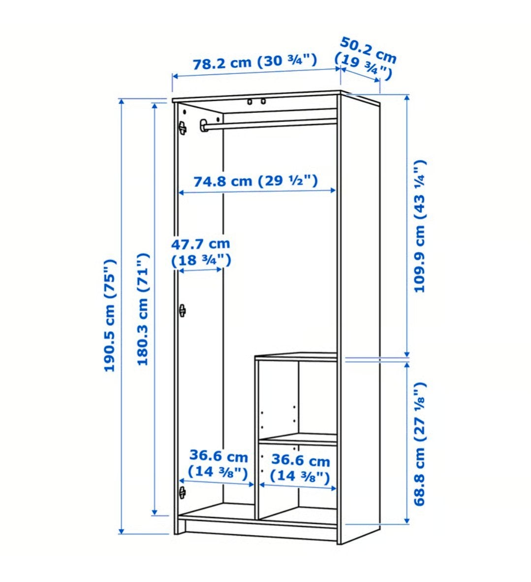 Ikea Brimnes kast / kledingkast, met extra legplanken, Ophalen, 50 tot 100 cm, Met deur(en), 150 tot 200 cm