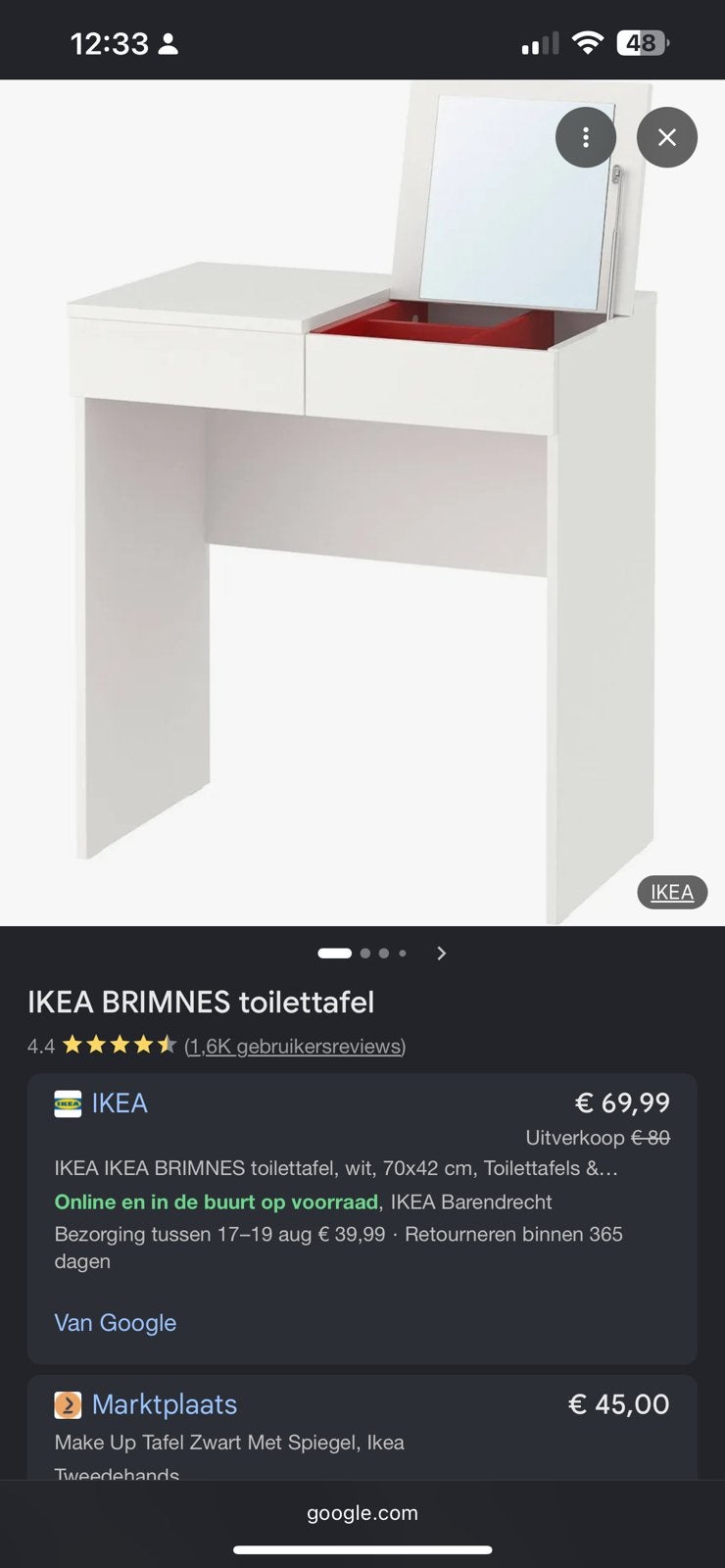 Make up tafel, Ophalen, Zo goed als nieuw, 50 tot 100 cm, Minder dan 100 cm