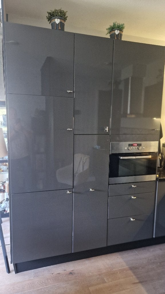 Ikea kasten units antracietgrijs hoogglans, Ophalen, Gebruikt, 200 cm of meer, 50 tot 100 cm