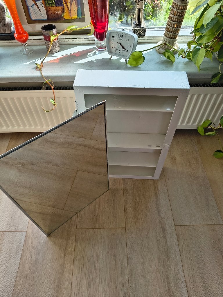 Retro L'Étoile spiegelkastje – Wit metaal – Jaren 50/60, Spiegelkast, L'Étoile, Onbekend, Zo goed als nieuw