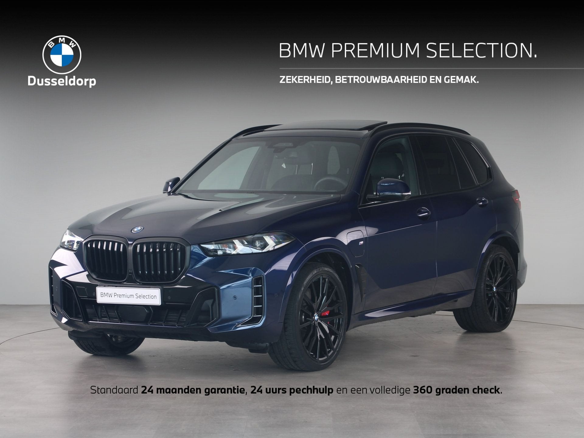 BMW X5 xDrive50e SoH 100% (bj 2025, automaat), Auto's, Gebruikt, 2395 kg, Met garantie (alle), Blauw