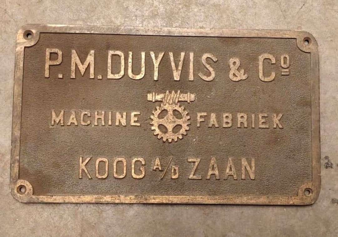 Oude machinefabriek plaat van P.M. Duyvis & Co, Verzenden, Gebruikt
