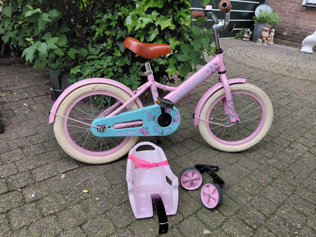 Mooie meisjesfiets 16 inch - weinig gebruikt, Ophalen of Verzenden, Zo goed als nieuw, Terugtraprem, 16 inch