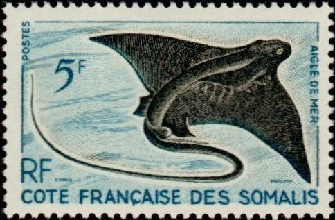 FRANS SOMALIKUST 4 - Dieren: vissen (rog), Verzenden, Postfris, Dier of Natuur