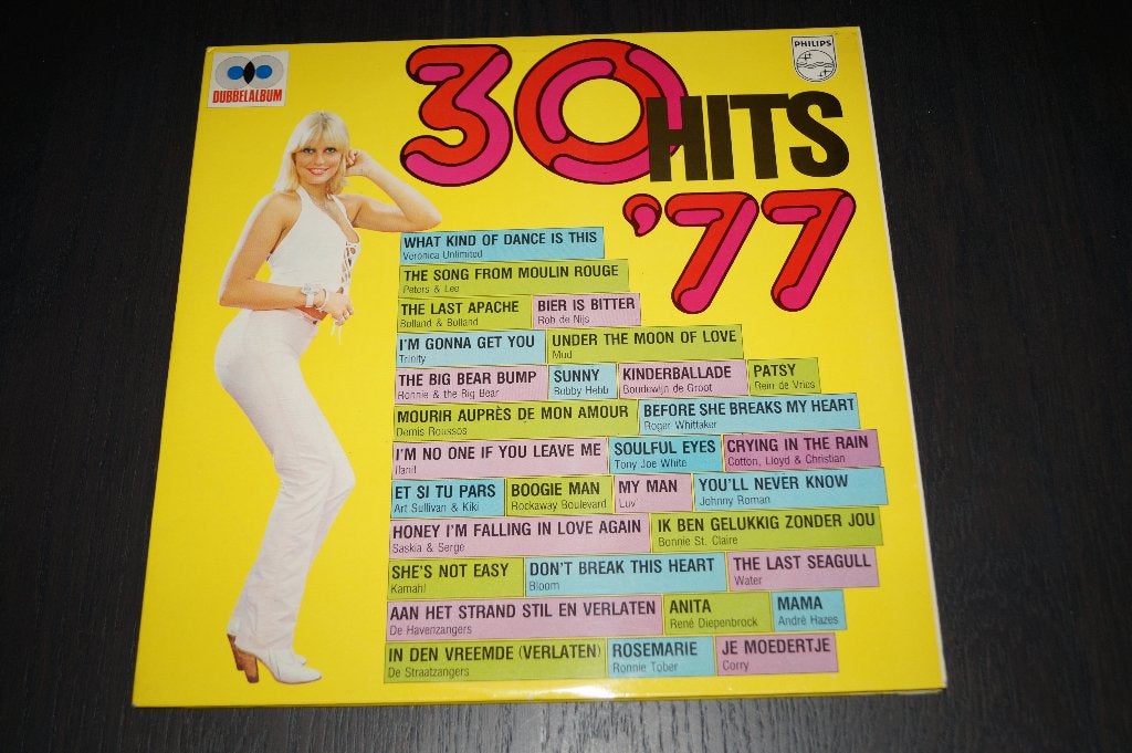 LP 30 Hits '77 dubbel LP - krasvrij 1742, Ophalen, LP, Pop, Inclusief binnenhoes