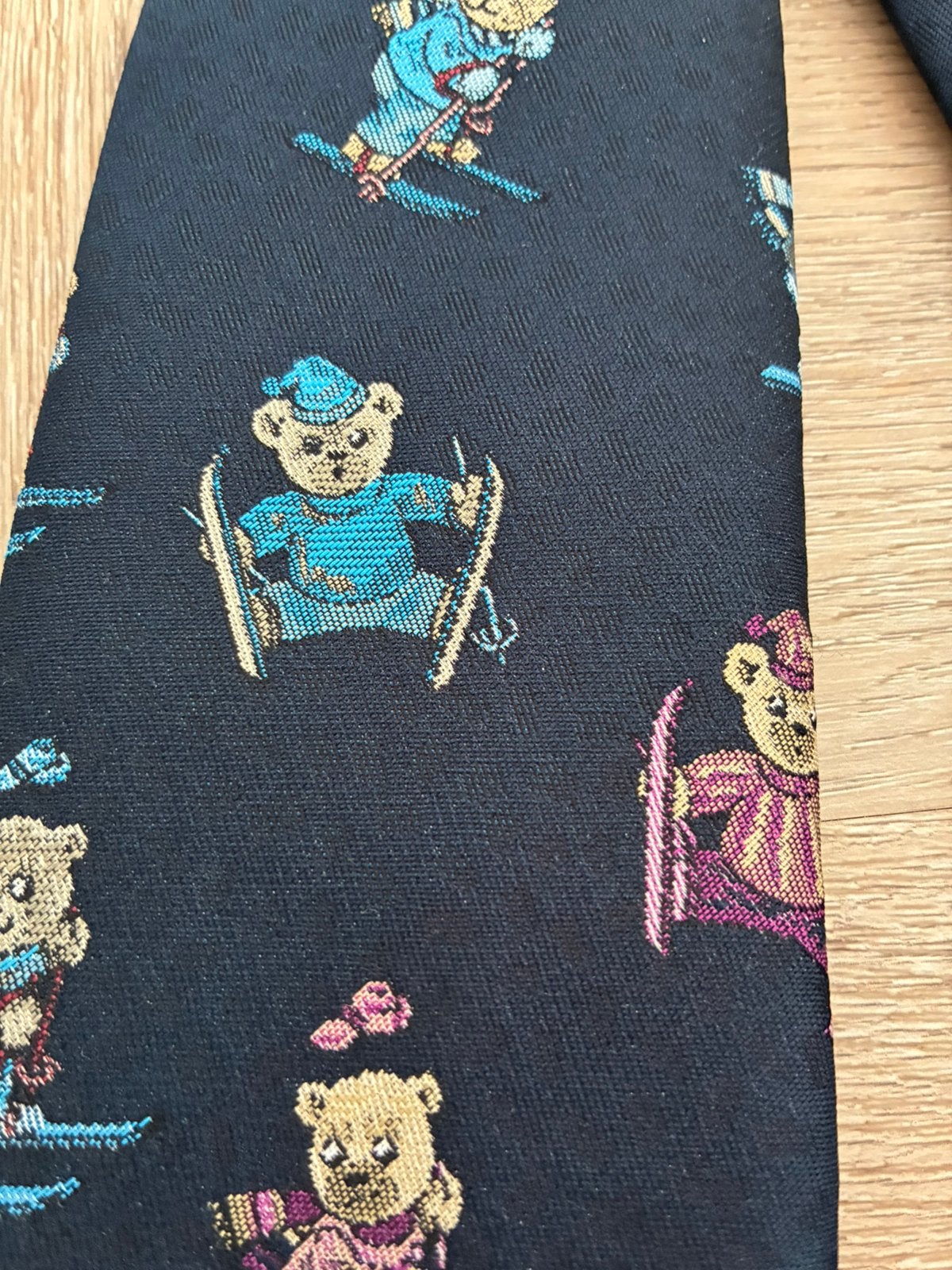 Stropdas blauw met beren, Ophalen of Verzenden, Zo goed als nieuw, Blauw