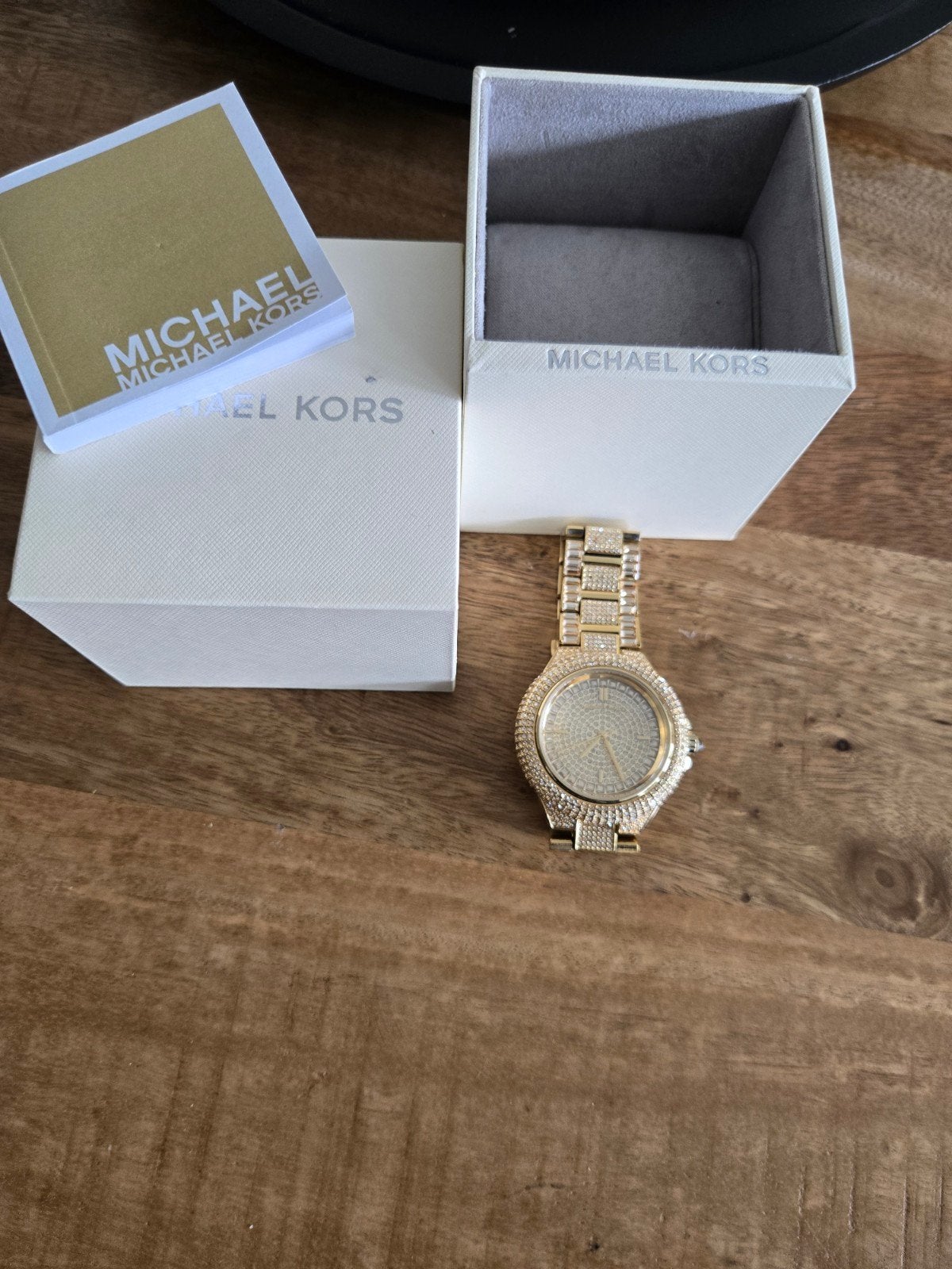 Michael kors horloge met strass all-over, Ophalen, Staal, Overige merken, Met strass