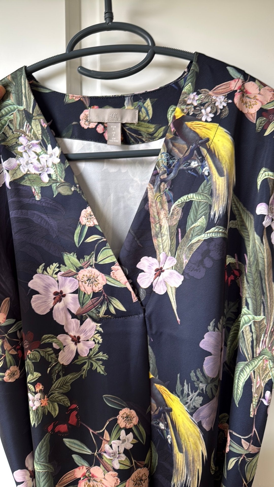 jurk marine blauw met bloemen, Maat 38/40 (M), Blauw, Ophalen of Verzenden, Zo goed als nieuw