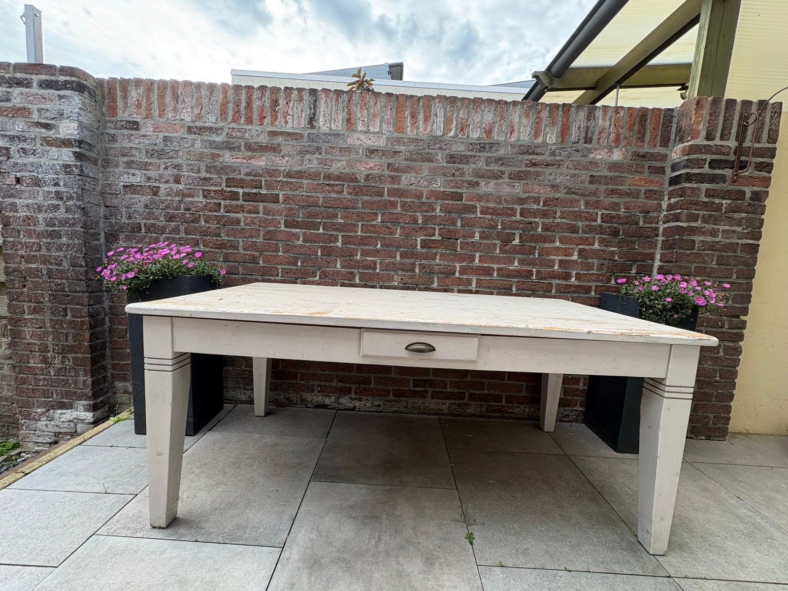 Vintage houten tafel met lade - landelijke stijl, Ophalen, Gebruikt, Rechthoekig, Hout