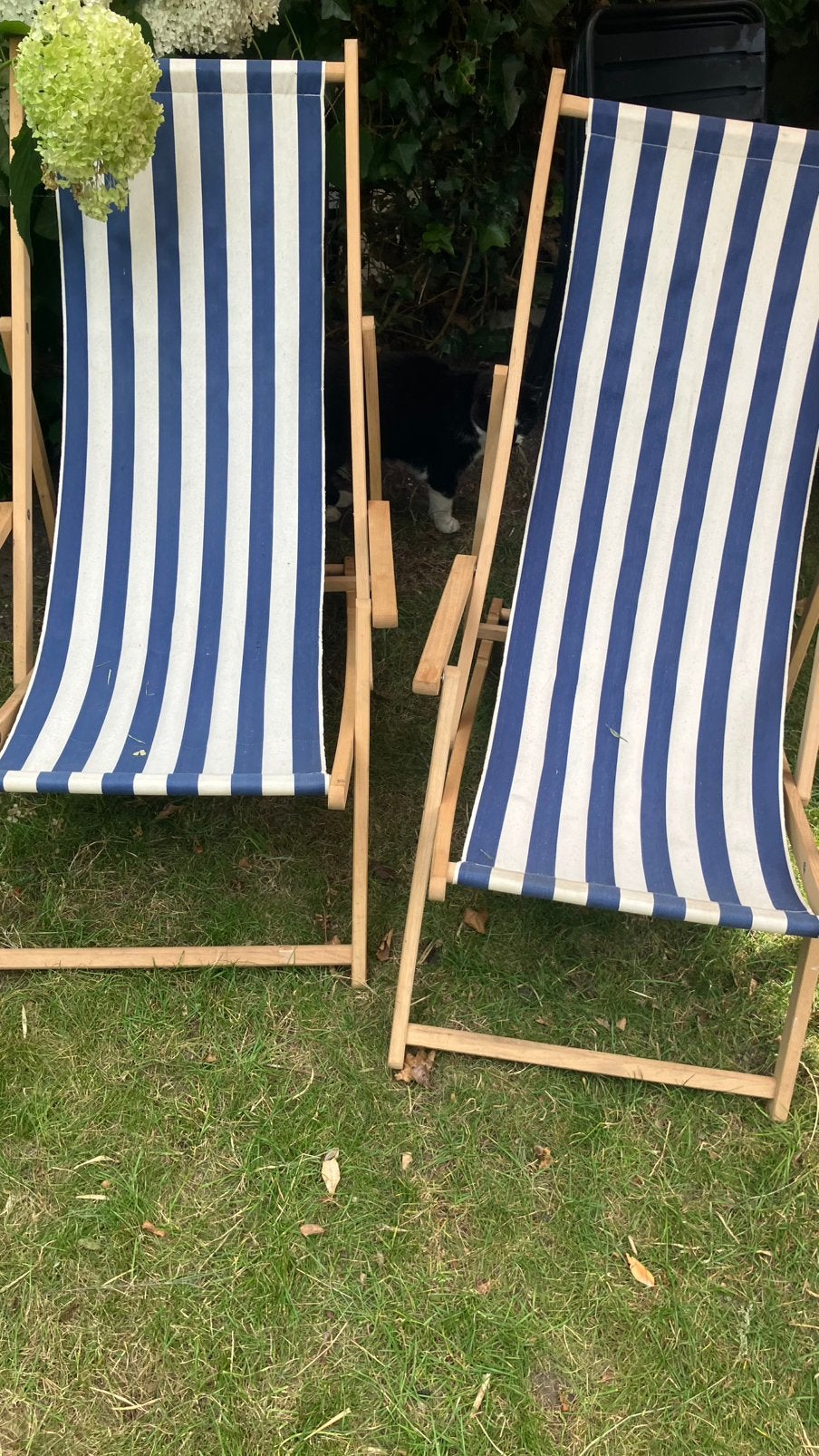 Blauw wit strandstoel vintage, Ophalen, Gebruikt