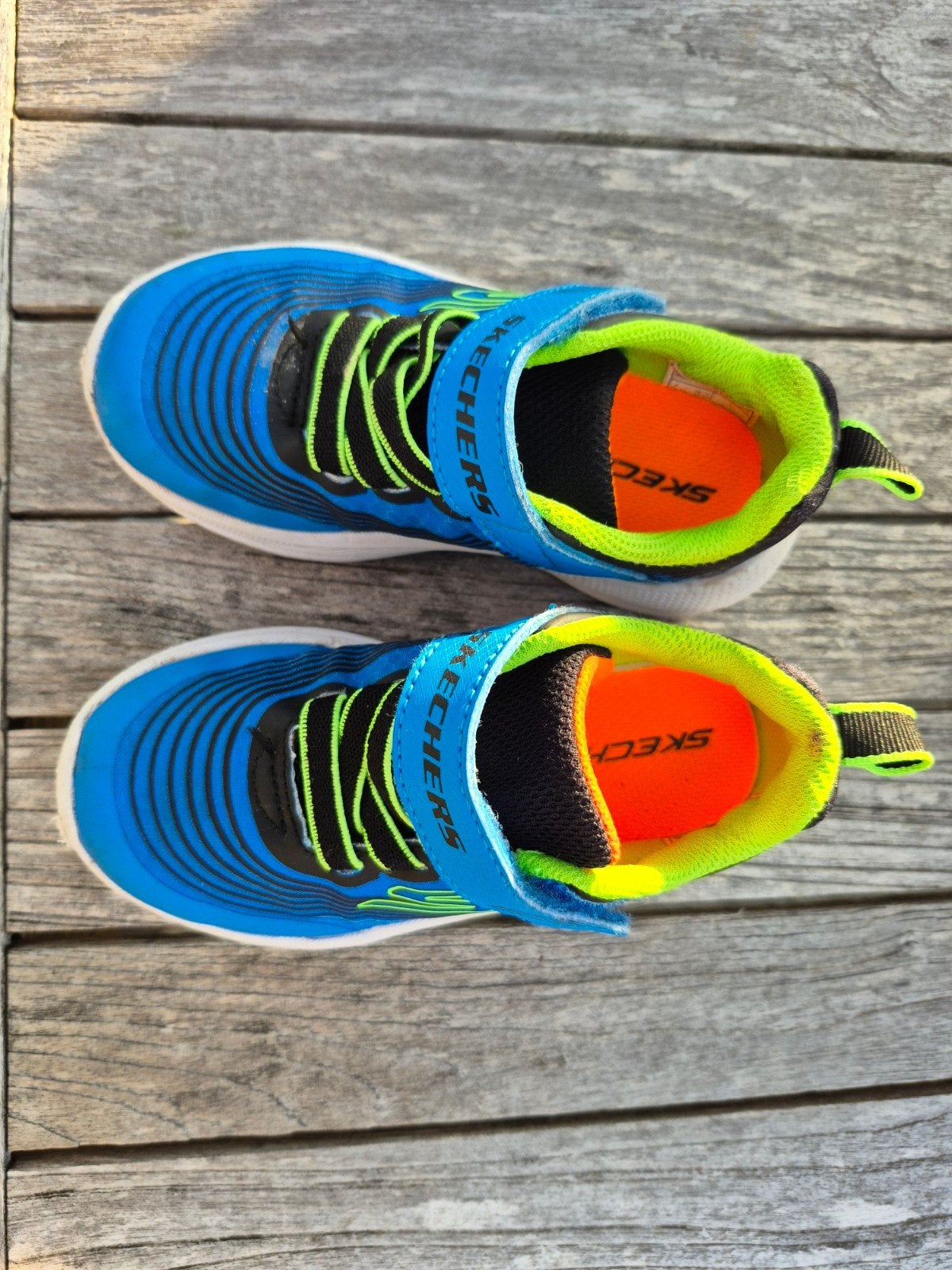 Skechers schoenen maat 24 - Blauw/Neon, Gebruikt, Jongen of Meisje, Sportschoenen, Skechers