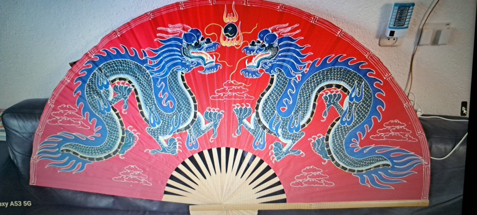 Grote Oosterse Decoratieve Waaier met Draken, Ophalen of Verzenden