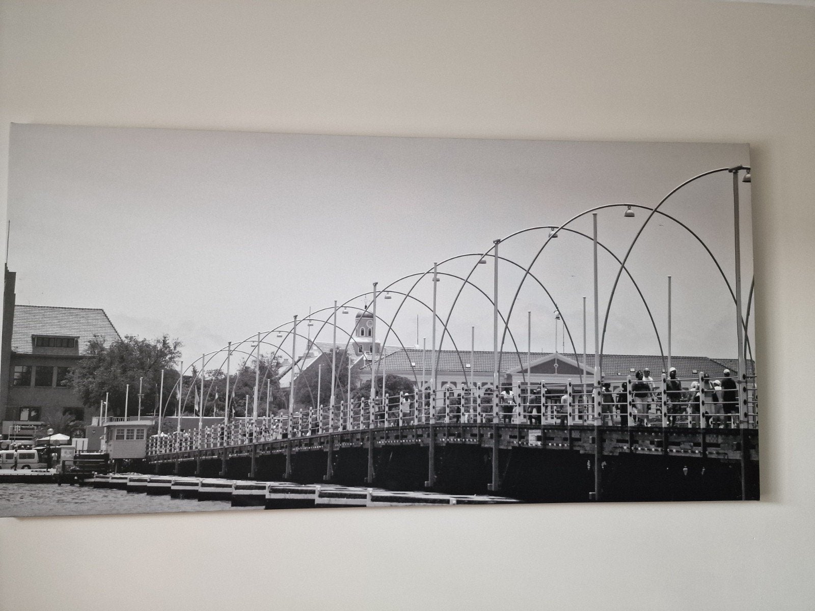 Zwart wit foto op canvas van de pontjesbrug, Ophalen, Oorspronkelijke maker, 125 cm of meer, Zo goed als nieuw