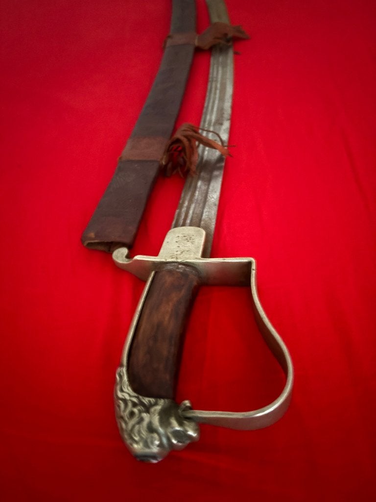 Antiek zwaard Franse officierssabel van staal & leer 1810, Ophalen of Verzenden, Overige soorten, Overige gebieden, Zwaard of Sabel