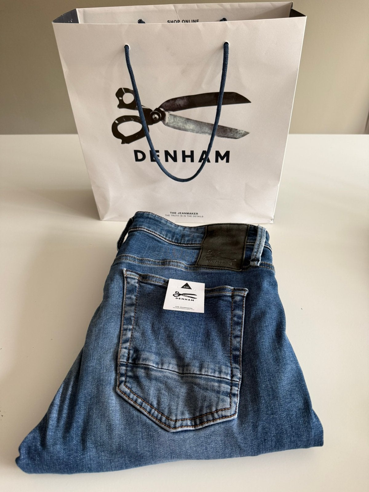 Denham Bolt (skinny fit) maat 30/32, Ophalen of Verzenden, Zo goed als nieuw, Blauw, W32 (confectie 46) of kleiner