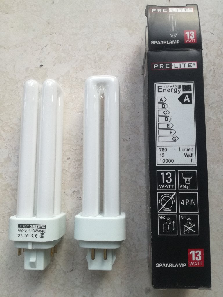 PreLite PL-C, G24q-1 / G24d-1, 13w, kleur 830, 840., Ophalen of Verzenden, Nieuw, Overige fittingen, Spaarlamp