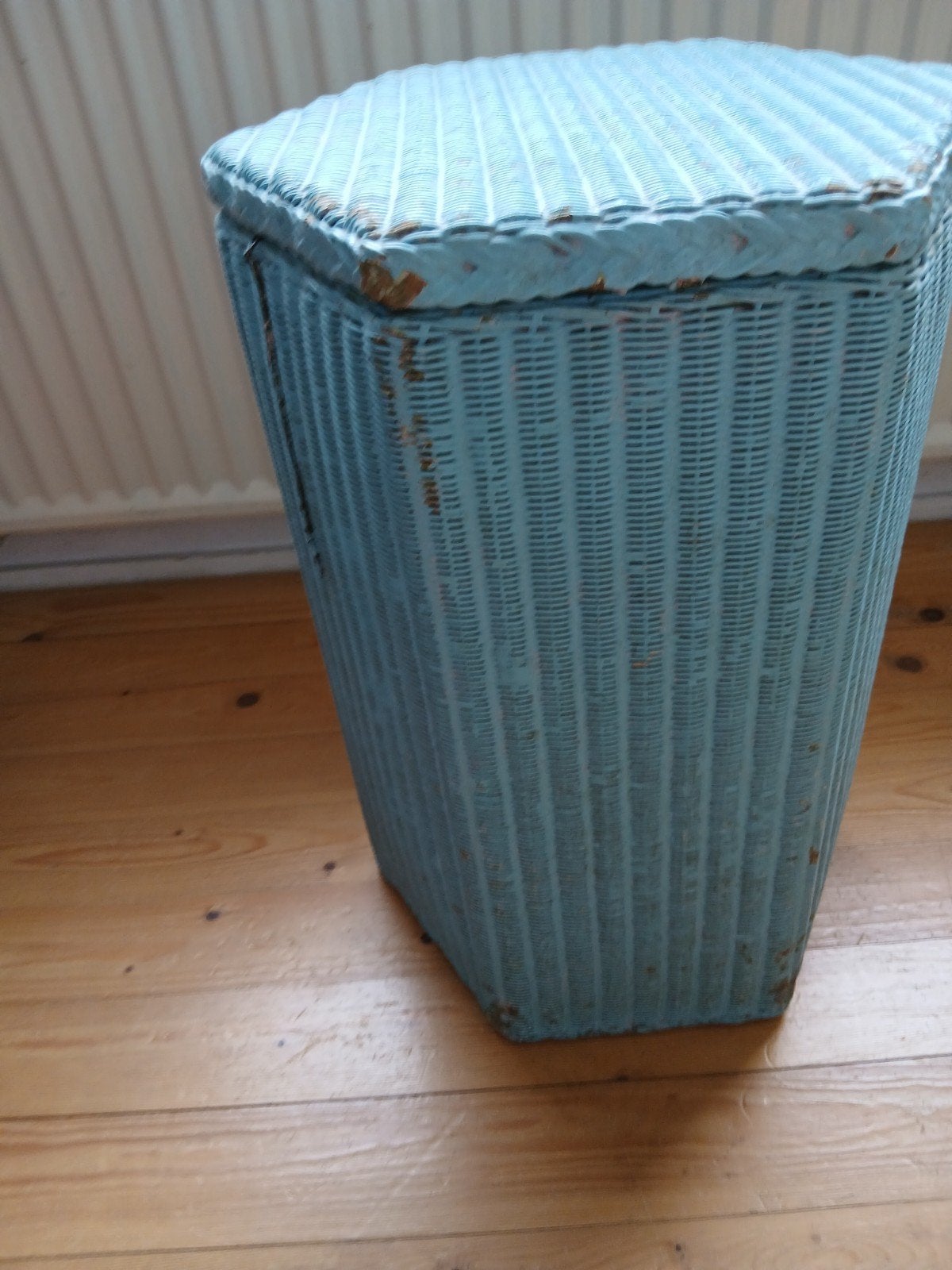 Vintage blauwe wasmand/opbergmand Loyd Loom, Ophalen, Minder dan 50 cm, Gebruikt, Minder dan 50 cm