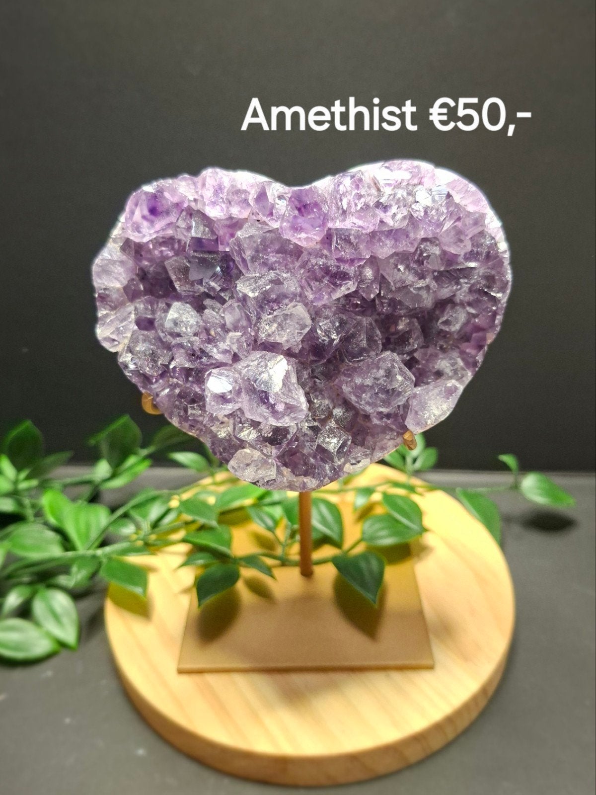 Amethist hart op standaard, Ophalen of Verzenden