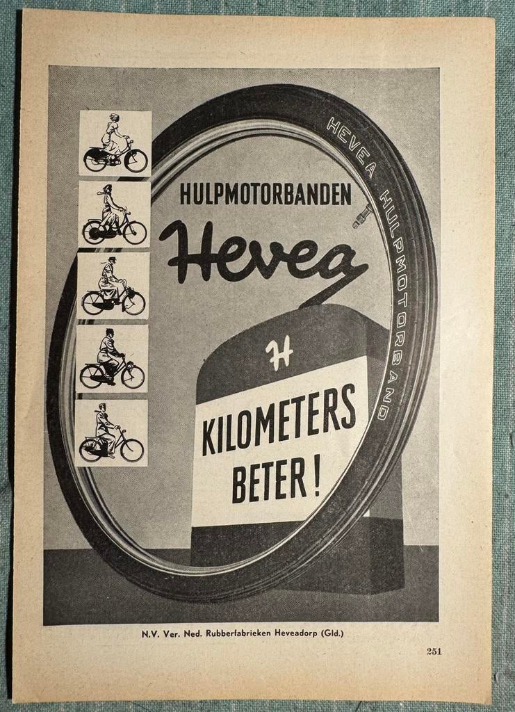 Advertentie Hevea Hulpmotor banden, Verzenden, Zo goed als nieuw, Motoren