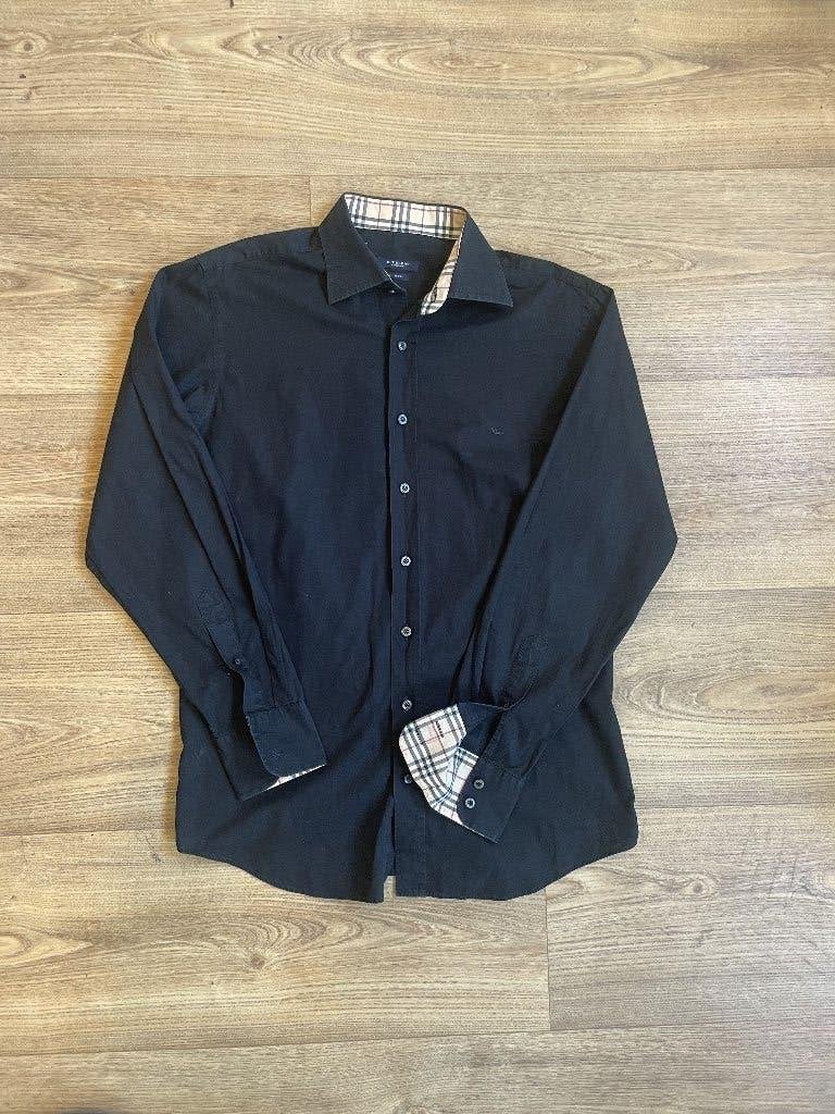 Zwart Burberry overhemd maat L, Kleding | Heren, Overhemden, Zwart, Ophalen of Verzenden, Halswijdte 41/42 (L), Gedragen