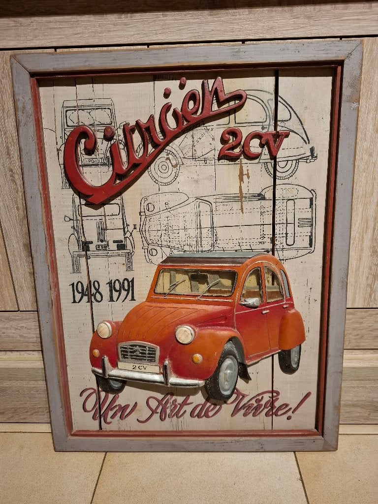 Prachtig authentiek houten pubbord Citroën 2CV, Ophalen of Verzenden
