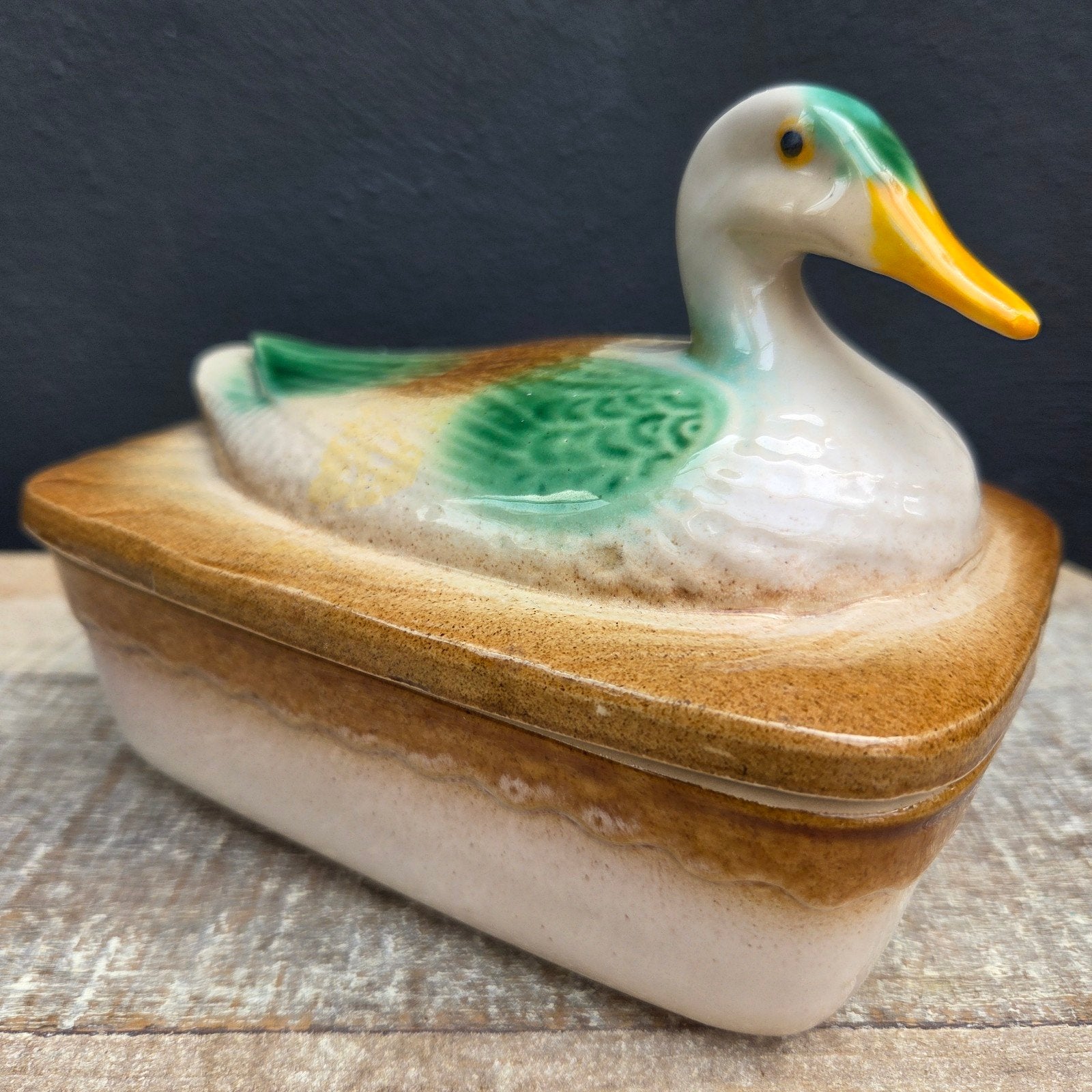 Brocante Aardewerk Terrine Ovenschaal Eend, Antiek en Kunst, Curiosa en Brocante, Ophalen of Verzenden