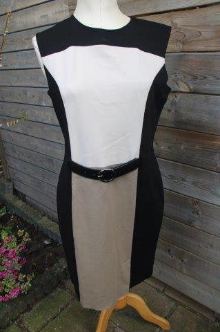 Jurk zwart/ bruin Caroline Biss mt 44 Vaste prijs AANBIEDING, Kleding | Dames, Jurken, Zwart, Maat 42/44 (L), Ophalen of Verzenden