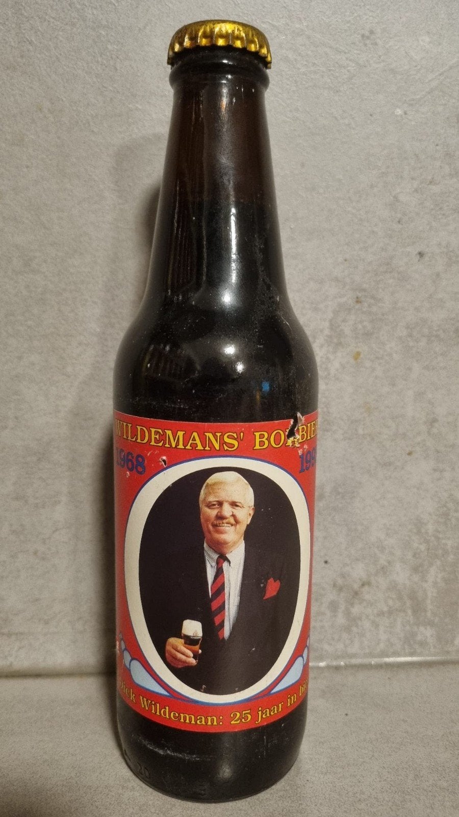 Wildemans Bokbier - Dick Wildeman 25j ('68-'93) - Oranjeboom, Ophalen of Verzenden, Zo goed als nieuw, Flesje(s), Oranjeboom