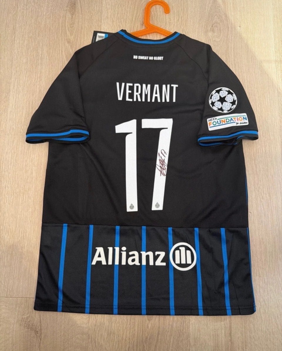 Gesigneerd Club Brugge voetbalshirt Vermant #17, Maat 38/40 (M), Zwart, Overige typen, Nieuw
