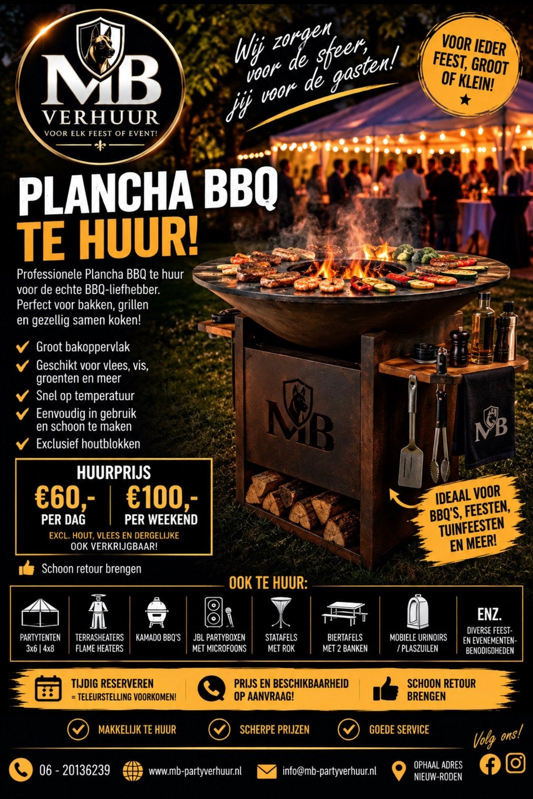 Plancha BBQ te huur, Ophalen, Nieuw, Overige