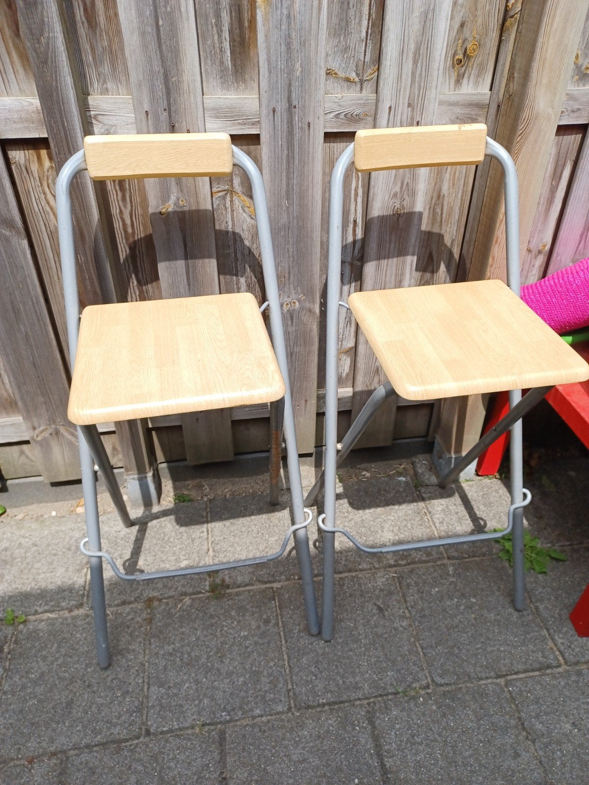 2 inklapbare barkrukken terrasstoelen, 5 krukken of meer, Ophalen, Gebruikt, 60 tot 90 cm