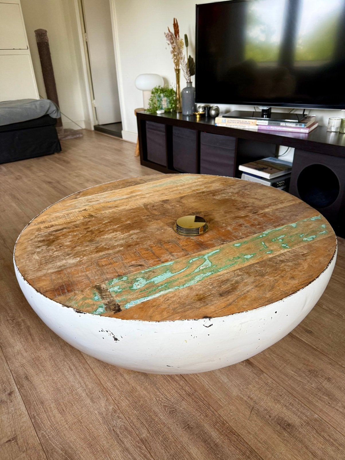 Grote ronde Ibiza style bowl salontafel, Huis en Inrichting, Tafels | Salontafels, Ophalen, 50 tot 100 cm, Rond, 50 tot 100 cm