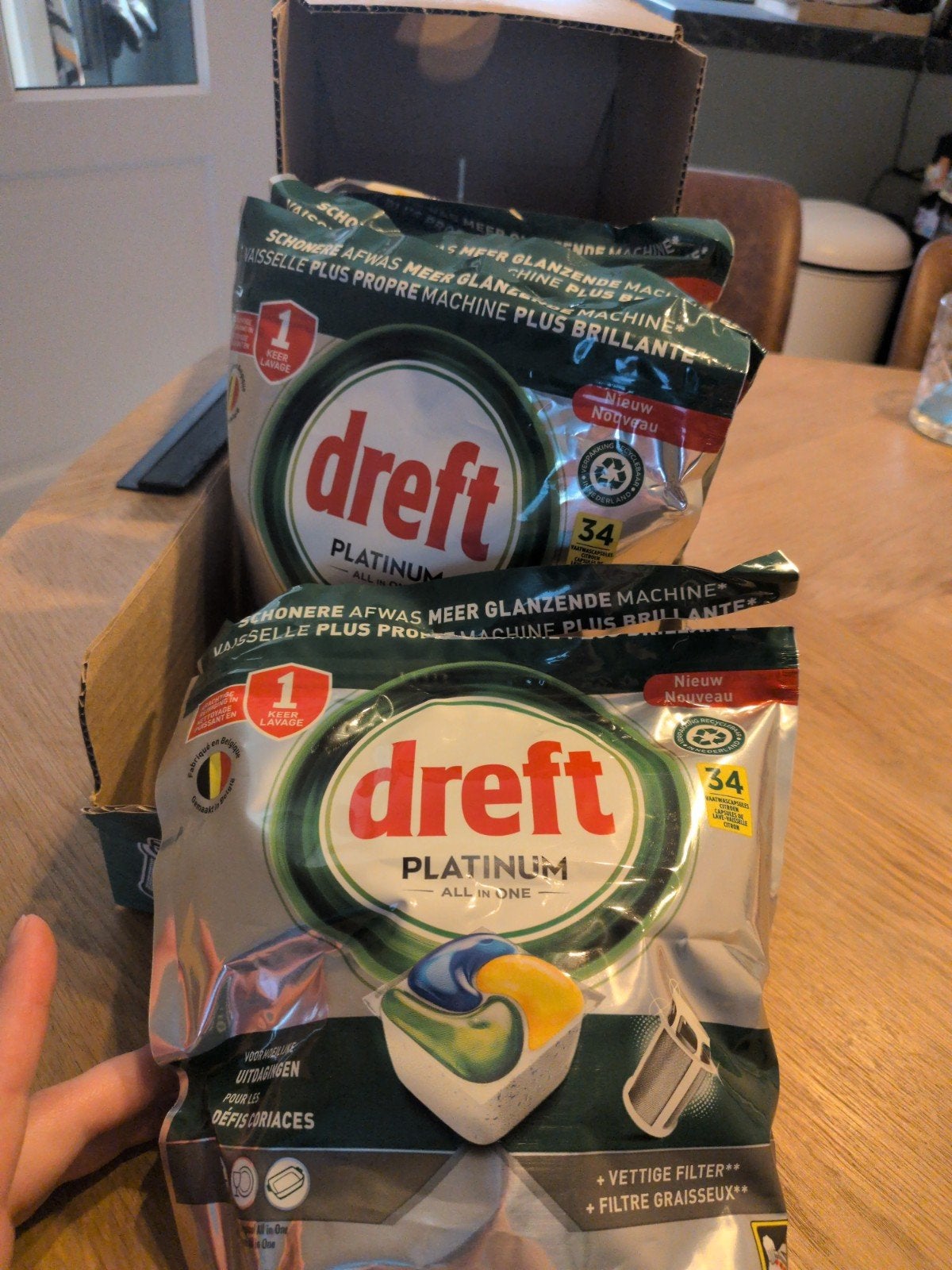 Dreft Platinum All-in-One Vaatwastabletten - 4x34 stuks, Ophalen of Verzenden, Schoonmaakmiddel
