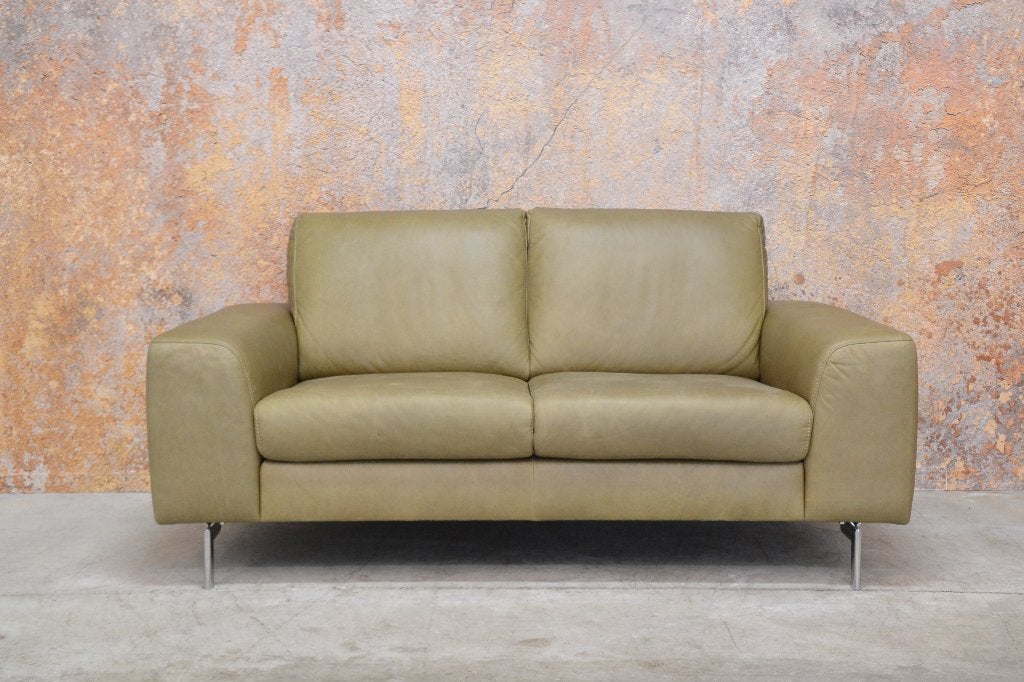 ZGANieuw groene saddle lerenTopform design tweezitsbank, 150 tot 200 cm, Tweepersoons, 75 tot 100 cm, Ophalen of Verzenden