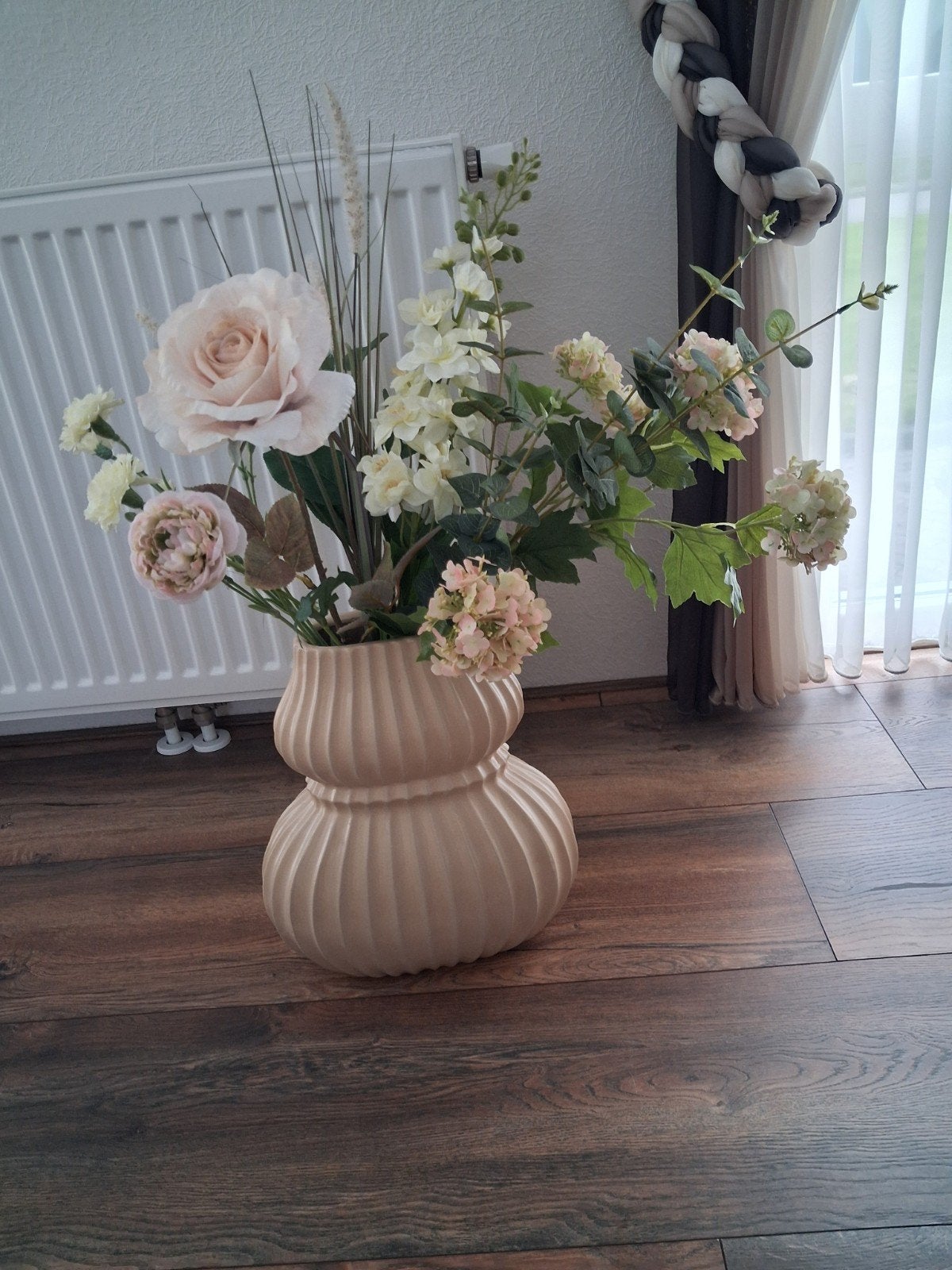 zijdenbloemstuk met vaas, Binnen, Roze, 75 cm, Kunstbloem