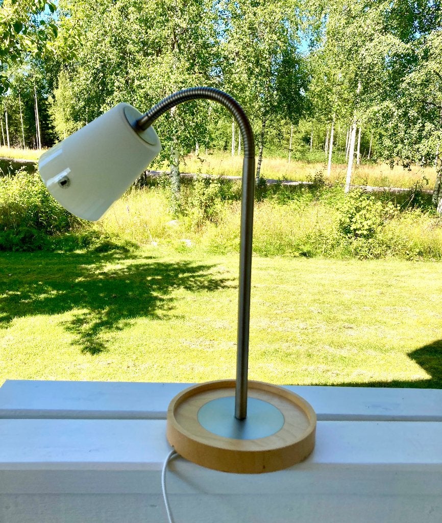 Ikea Basisk: tafellamp type A0402. Jaren 90. Wiebke Braasch., Bureaulamp, Minimalistisch, Wit, Ophalen of Verzenden