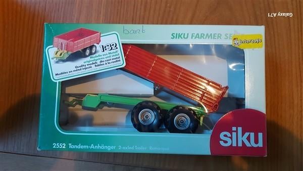 Siku 2552 tandem aanhanger - rood/groen, Ophalen of Verzenden, Zo goed als nieuw, Tractor of Landbouw, SIKU