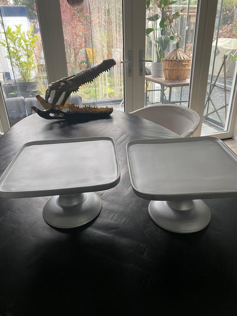 Taart plateau/etagere,kaars plateau,metaal,alu kleur,2 st 30, Ophalen