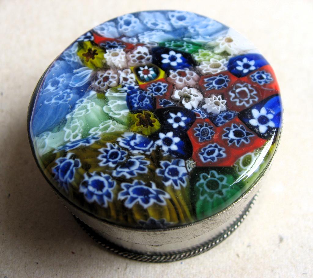 Vintage sieraden doosje me Murano mille fiori deksel, Ophalen of Verzenden
