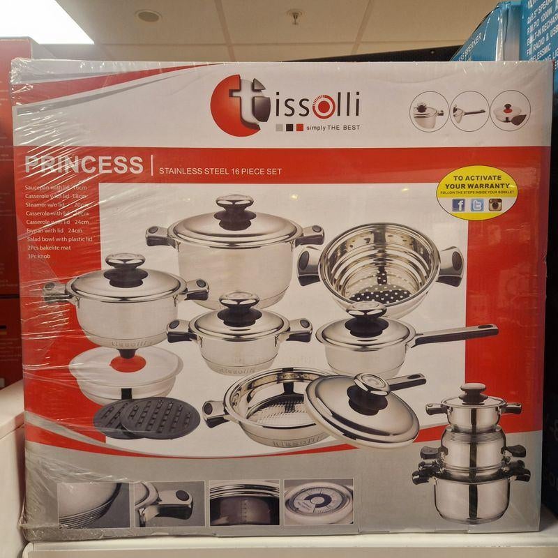 Tissoli 16-delige Pannenset NIEUW || Nu voor €64,99, Ophalen, Nieuw, Rvs, Pannenset