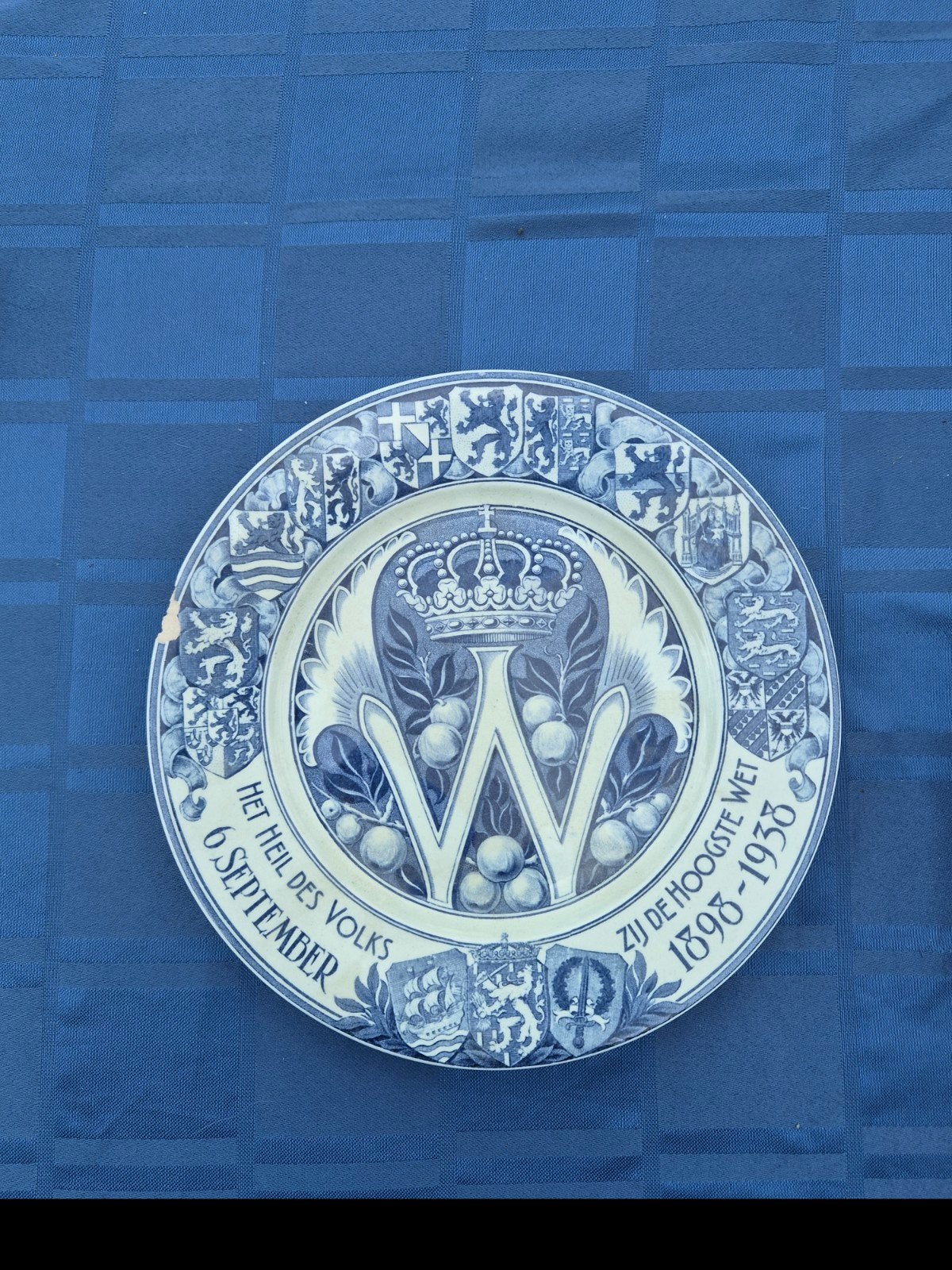 Gedenkbord Wilhelmina 1898-1938 Société Céramique Maastricht, Antiek en Kunst, Ophalen of Verzenden