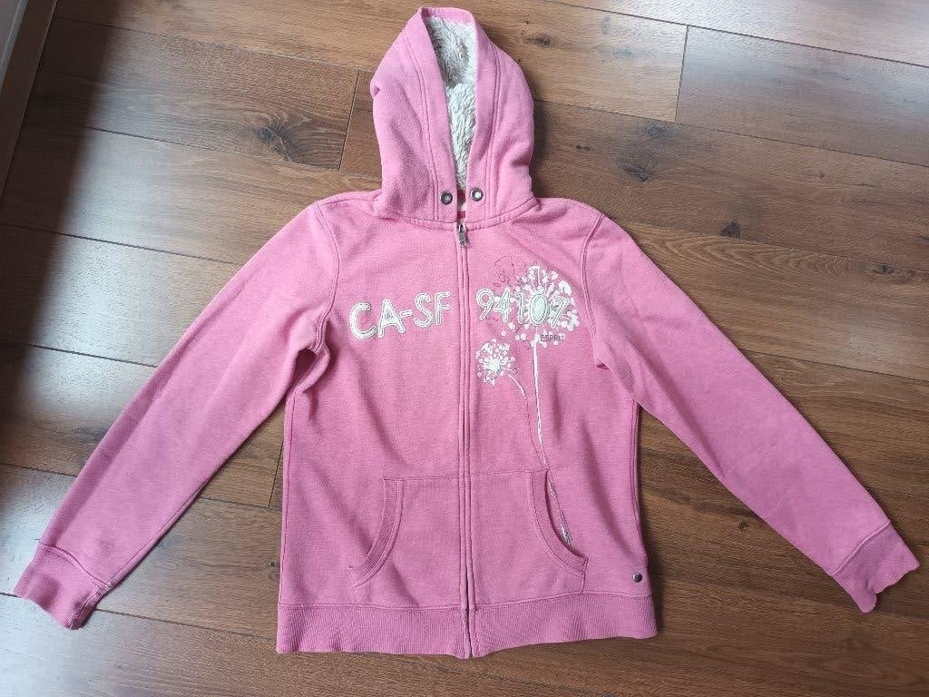 Roze warme vest Esprit maat L met capuchon en rits warm, Maat 42/44 (L), Ophalen of Verzenden, Roze, Gedragen